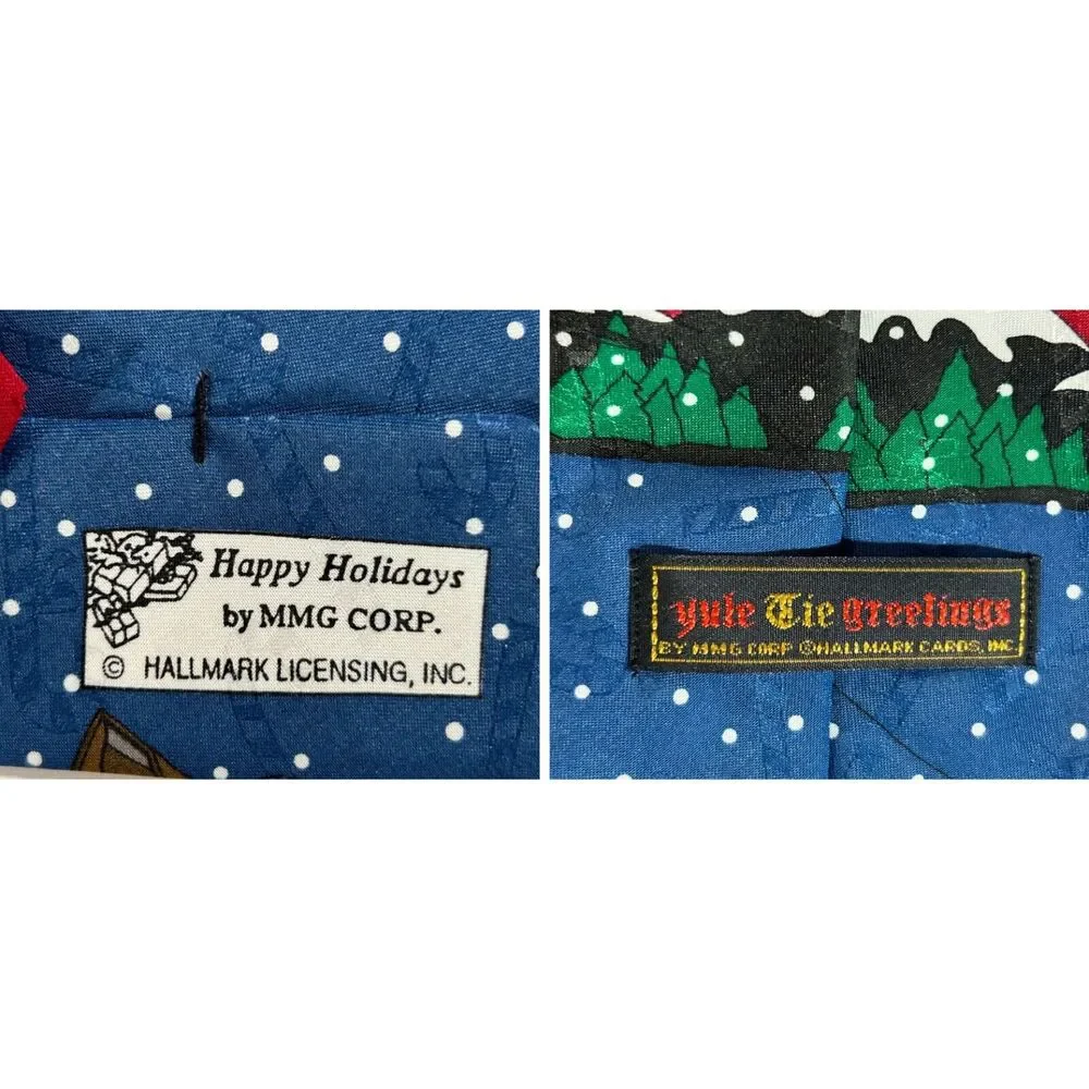 Hallmark Yule Tie Greetings Neck Tie Holiday Christmas Santa Candy Cane Lot of 2